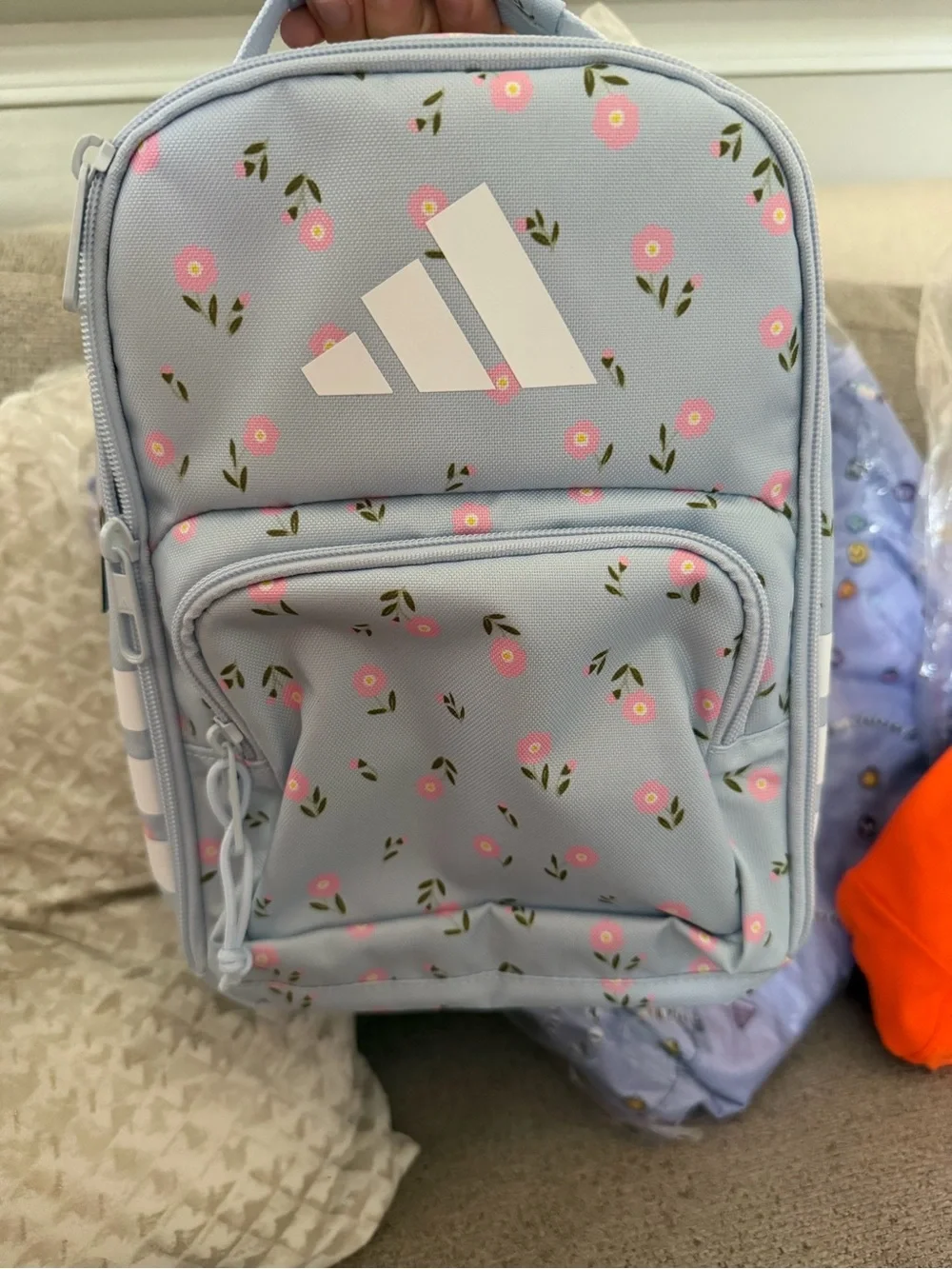 adidas Light Blue Floral Kids lunch bag